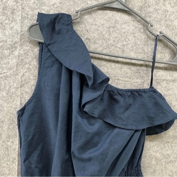 Better B Linen Cotton Ruffle One Shoulder Romper Size M - Picture 3 of 4